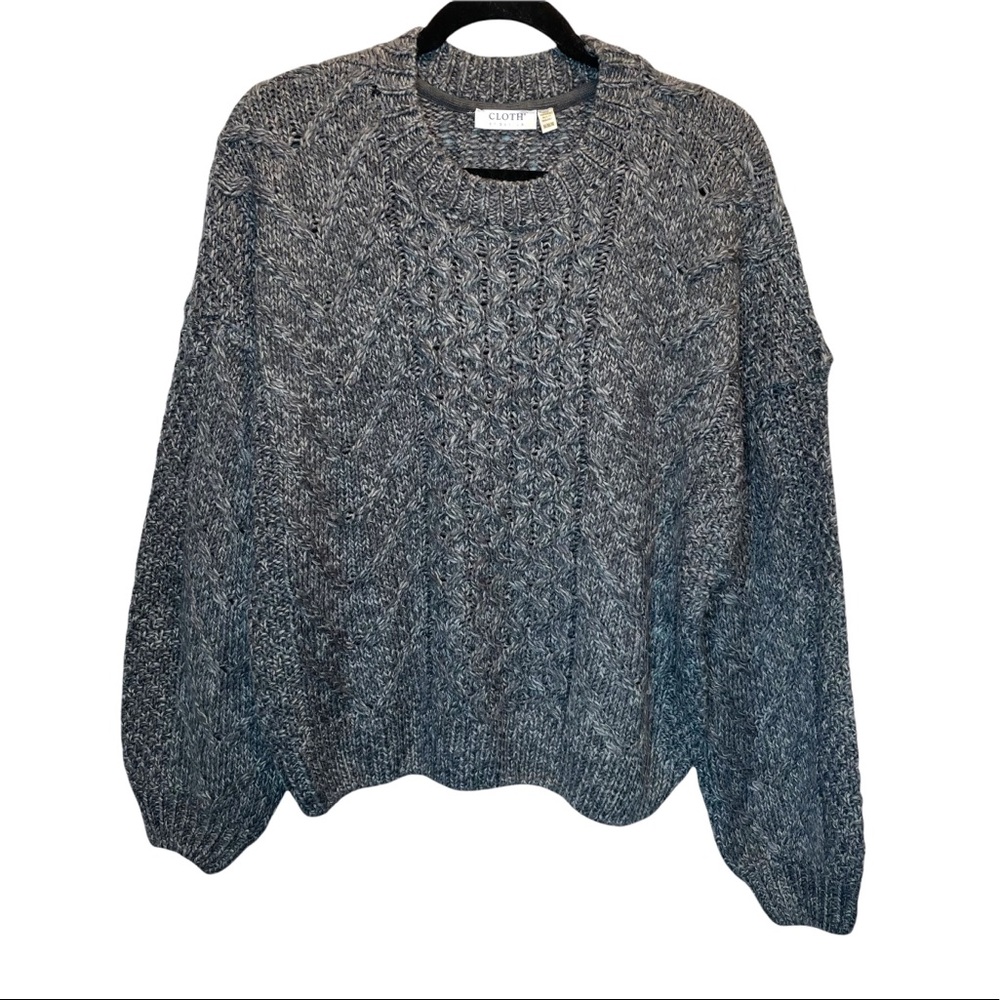 Cloth by Design Nordstrom Dark Grey Cable Knit Balloon Sleeve Sweater M NWOT
